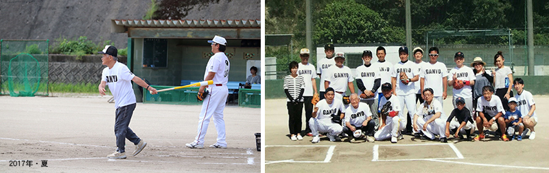 中村典男元監督のノックと集合写真