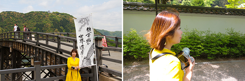 錦帯橋と奥貴美子さんの写真