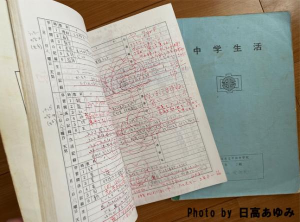 中学時代の日誌の写真