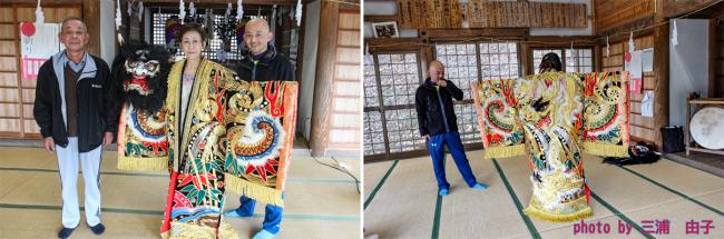神楽の衣装を着た三浦さん