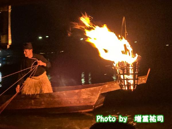 錦帯橋の鵜飼いの写真