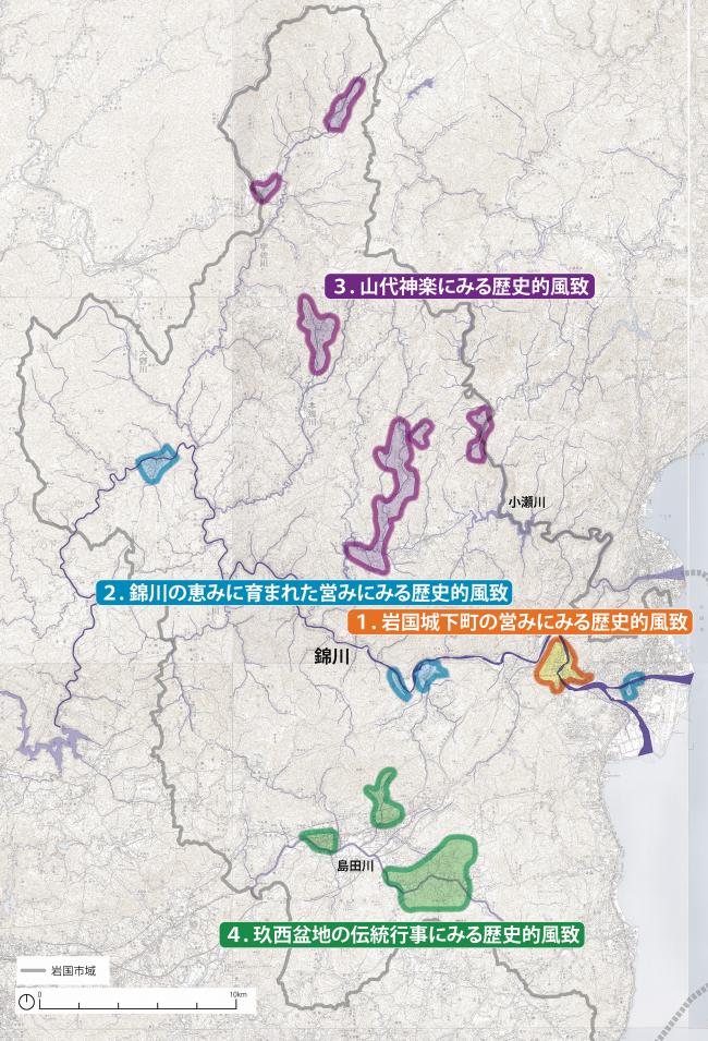 岩国市歴史的風致の位置図