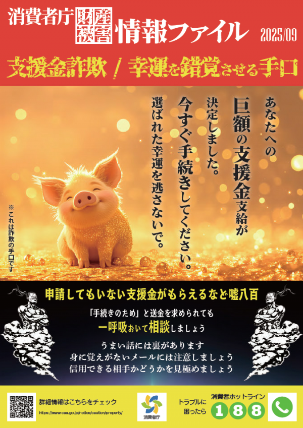 支援金詐欺　幸運を錯覚させる手口