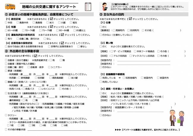 アンケート調査票表面（周東町）